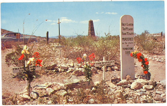 Graves of Billy Clanton, Tom McLowery and Frank McLowery, Boothill Graveyard, Tombstone, AZ - Carey's Emporium