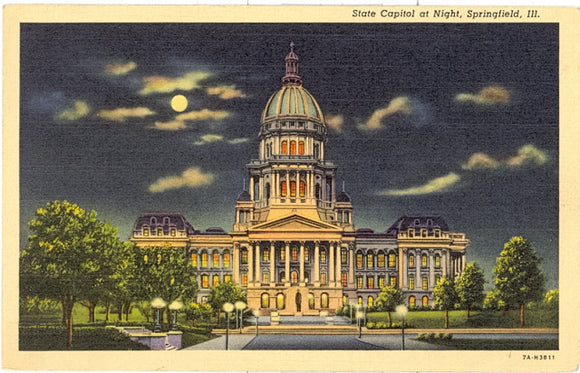 State Capitol at Night, Springfield, IL - Carey's Emporium