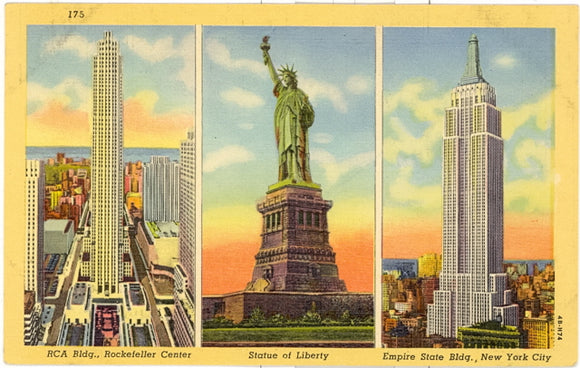 RCA Bldg., Rockefeller Center, Statue of Liberty, Empire State Bldg., New York City, NY - Carey's Emporium