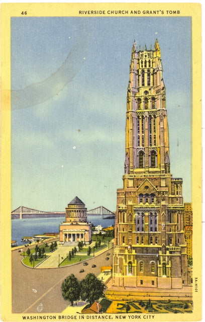 Riverside Church and Grant's Tomb, Washington Bridge in Distance, New York City, NY - Carey's Emporium