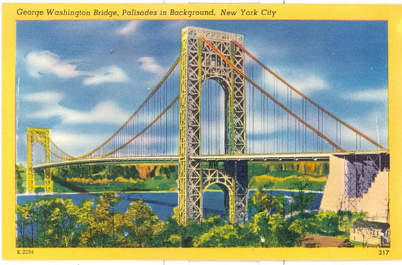 George Washington Bridge, Palisades in Background, New York City, NY - Carey's Emporium