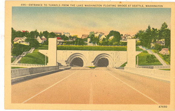 Entrance to Tunnels from the Lake Washington Floating Bridge at Seattle, WA - Carey's Emporium