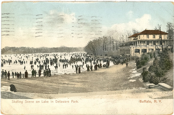 Skating Scene on Lake in Delaware Park, Buffalo, NY - Carey's Emporium