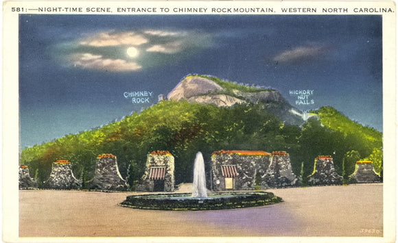 Night-Time Scene, Entrance to Chimney Rock Mountain, Western NC - Carey's Emporium