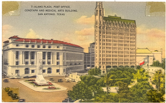 Alamo Plaza, Post Office, Cenotaph and Medical Arts Building, San Antonio, TX - Carey's Emporium