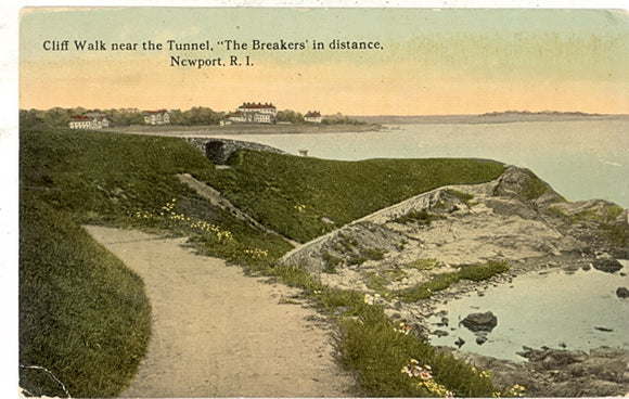 Cliff Walk near the Tunnel, The Breakers' in distance. Newport, RI - Carey's Emporium