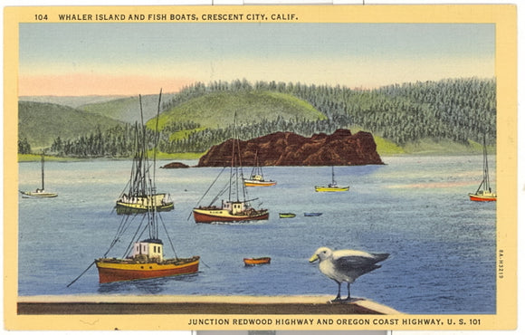 Whaler Island and Fish Boats, Crescent City, CA - Carey's Emporium
