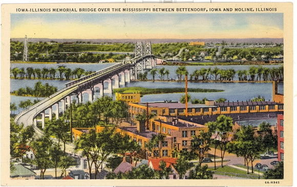 Iowa Illinois Memorial Bridge Over The Mississippi Between Bettendorf, IA and Moline, IL - Carey's Emporium