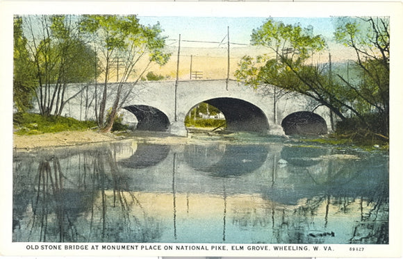 Old Stone Bridge at Monument Place on National Pike, Elm Grove, Wheeling, WV - Carey's Emporium