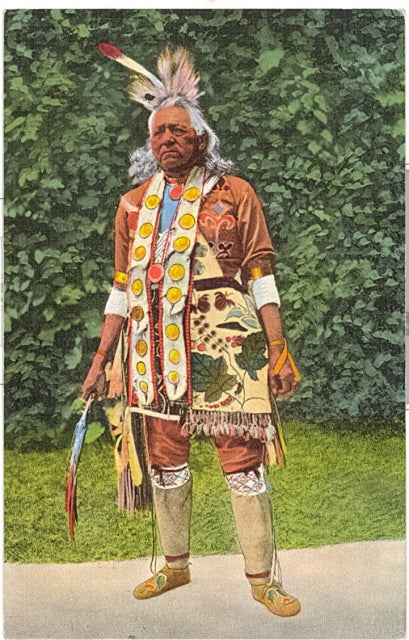 An Indian Chief in Full Regalia, Shawano, WI - Carey's Emporium