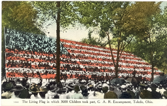 The Living Flag in Which 3000 Children Took Park, G. A. R. Encampment, Toledo, OH - Carey's Emporium