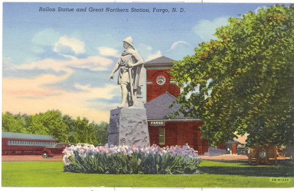 Rollon Statue and Great Northern Station, Fargo, ND - Carey's Emporium