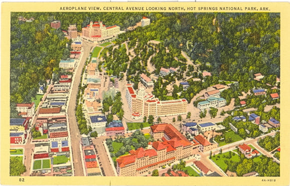 Aeroplane View, Central Avenue Looking North, Hot Springs National Park - Carey's Emporium