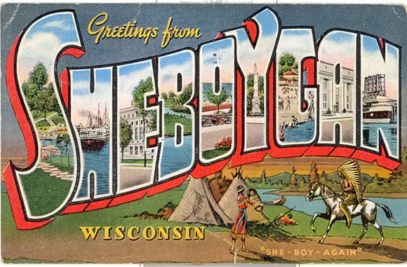 Greetings From Sheboygan, WI Large Letter - Carey's Emporium