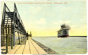 Excursion Steamer entering the Harbor, Sheboygan, WI - Carey's Emporium