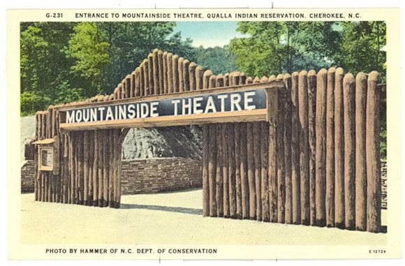 Entrance to Mountainside Theatre Entrance, Qualla Indian Reservation, Cherokee, NC - Carey's Emporium