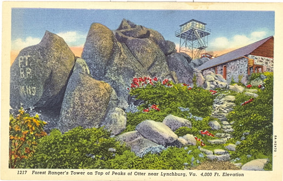 Forest Rangers Tower on Tip of Peaks of Otter near Lynchburg, VA - Carey's Emporium