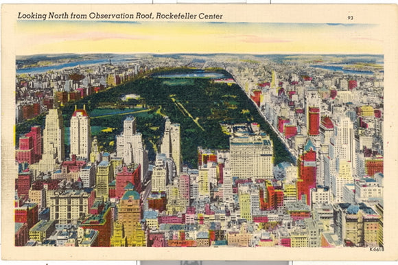 Looking North from Observation Roof, Rockefeller Center, New York City, NY - Carey's Emporium