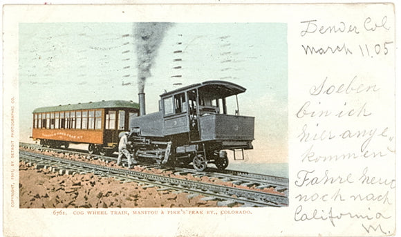 Cog Wheel Train, Maintou and Pike's Peak Ry., CO - Carey's Emporium