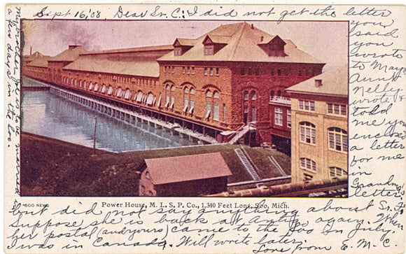 Power House, M. L. S. P. Co., 1340 Feet Long, Soo, MI - Carey's Emporium