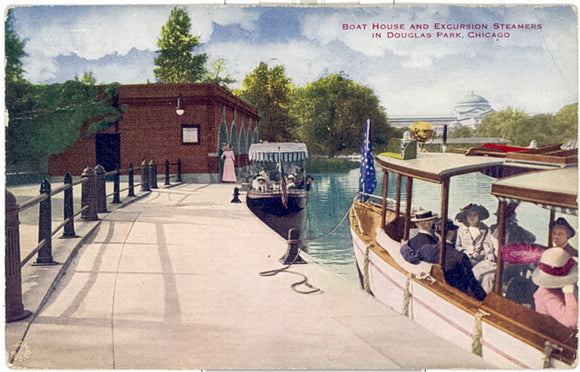 Boat House and Excursion Steamers in Douglas Park, Chicago, IL - Carey's Emporium