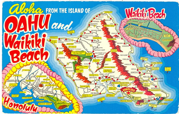Aloha Frrom The Island of Oahu and Waikiki Beach, Honolulu, HI - Carey's Emporium