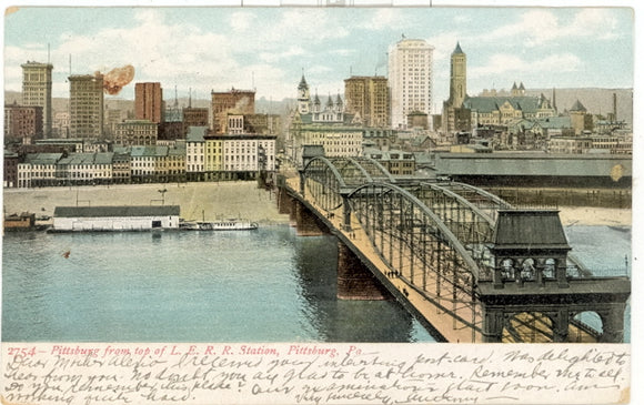 Pittsburgh from top of L. E. R. R. Station, Pittsburgh, PA - Carey's Emporium