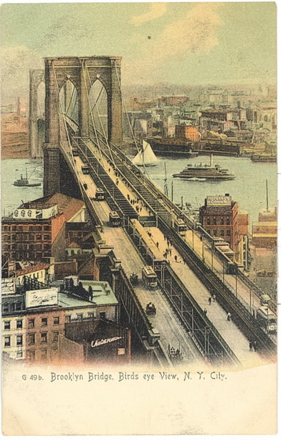 Brooklyn Bridge, Birds eye View, New York, NY - Carey's Emporium