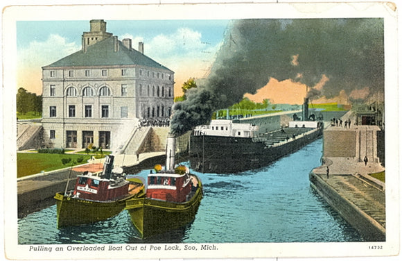 Pulling an Overloaded Boat Out of Poe Lock, Soo, MI - Carey's Emporium