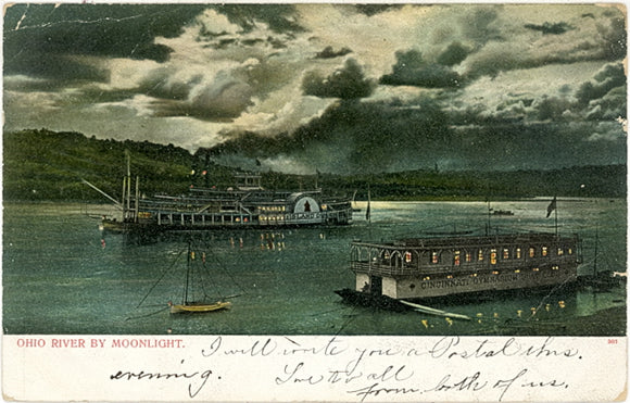 Ohio River by Moonlight, Cincinnati, OH - Carey's Emporium