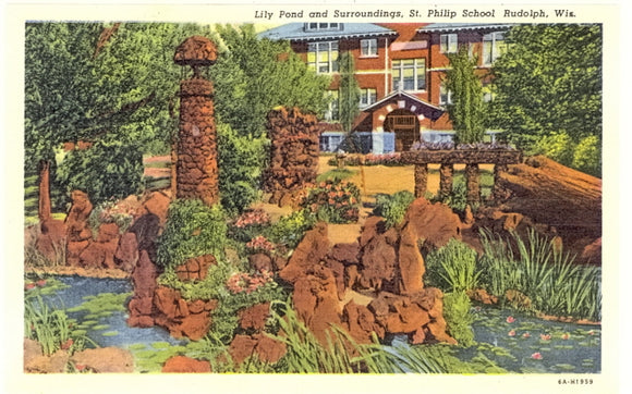 Lily Pond and Surroundings, St. Philip School, Rudolph, WI - Carey's Emporium