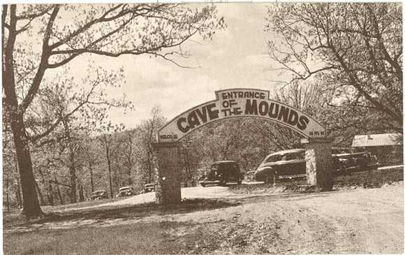 The Oak Grove Parking Area at the Entrance Arch to Cave of the Mounds, Blue Mounds, WI - Carey's Emporium