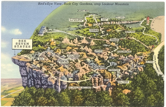 Bird's Eye View, Rock City Gardens, Atop Lookout Mountain, GA - Carey's Emporium