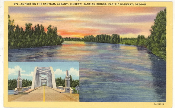 Sunset on the Santiam, Albany, Santiam Bridge, Pacific Highway, OR - Carey's Emporium