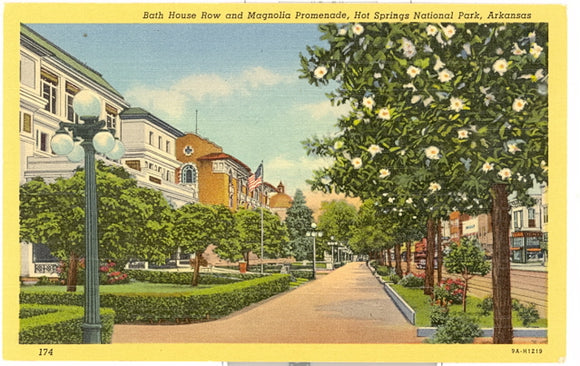 Bath House Row and Magnolia Promenade, Hot Springs National Park, Arkansas - Carey's Emporium