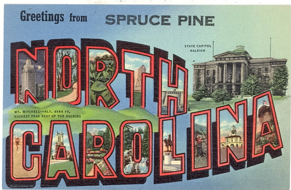Greetings From Spruce Pine , NC Large Letter - Carey's Emporium