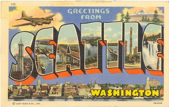 Greetings From Seattle, WA Large Letter - Carey's Emporium