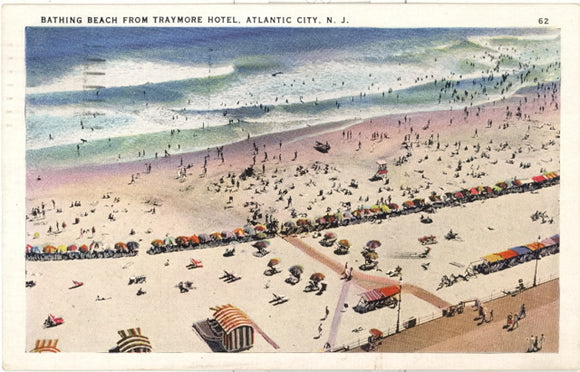 Bathing Beach From Traymore Hotel, Atlantic City, NJ - Carey's Emporium