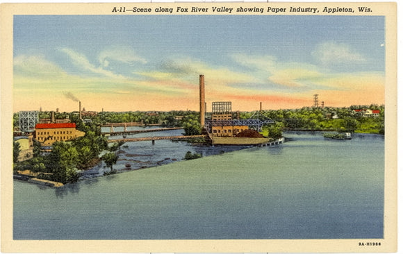 Scene along Fox River Valley showing Paper Industry, Appleton, WI - Carey's Emporium