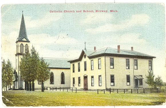 Catholic Church and School, Norway, MI - Carey's Emporium