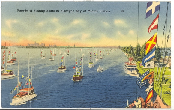 Parade of Fishing boats in Biscayne Bay at Miami, FL - Carey's Emporium