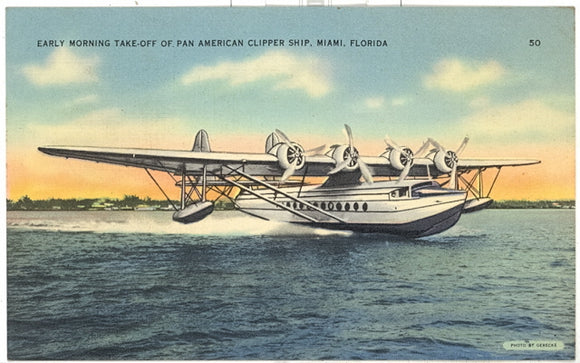 Early Morning Take-Off of Pan American Clipper Ship, Miami, FL - Carey's Emporium