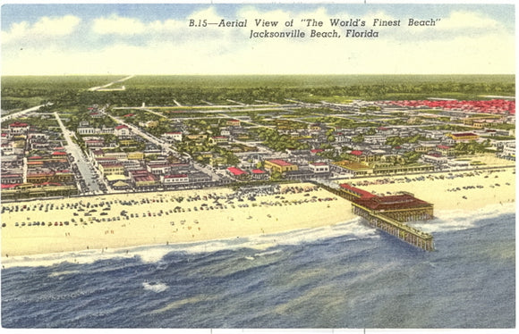 Aerial View of The World's Finest Beach, Jacksonville Beach, FL - Carey's Emporium