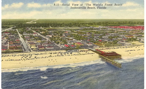 Aerial View of The World's Finest Beach, Jacksonville Beach, FL - Carey's Emporium