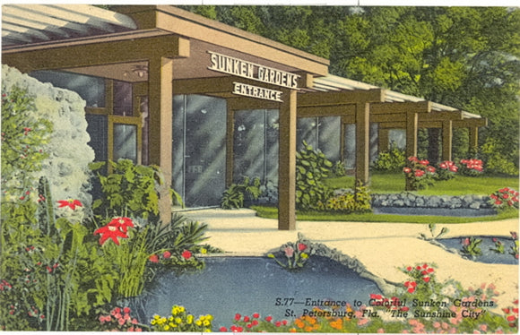 Entrance to Colorful Sunken Gardens, St. Petersburg, FL - Carey's Emporium