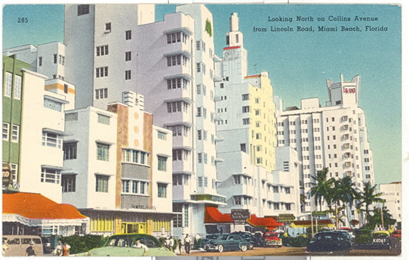 Looking North on Collins Avenue from Lincoln Road, Miami Beach, FL - Carey's Emporium