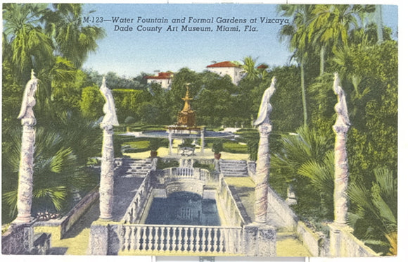 Water Fountain and Formal Gardens at Viscaya Dade County Art Museum, Miami, FL - Carey's Emporium