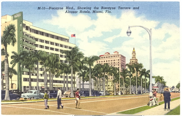 Biscayne Blvd., Showing the Biscayne Terrace and Alcazar Hotels, Miami, FL - Carey's Emporium