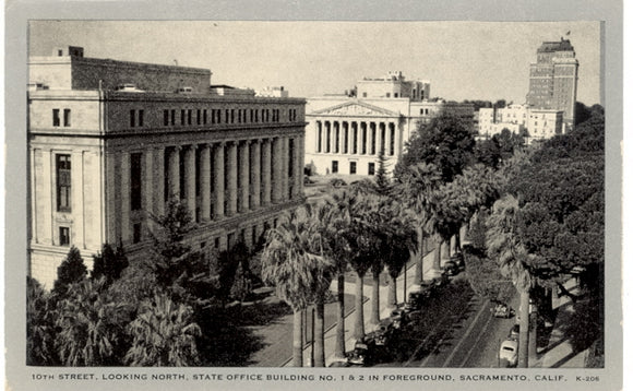Tenth Street, Looking North, State Office Building No. 1 and 2 in Foreground, Sacramento, CA - Carey's Emporium