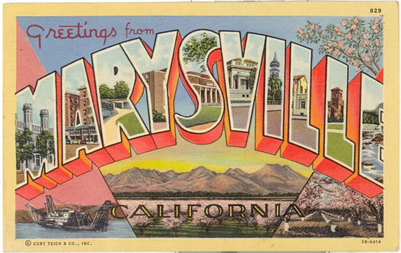 Greetings from Marysville, CA Large Letter - Carey's Emporium